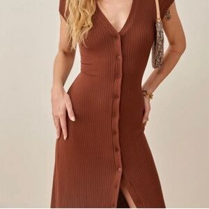 Reformation Brown Chestnut Maxi Cyprus Dress NWT